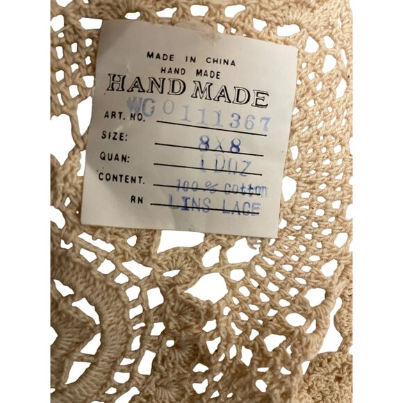 Handmade Heart Shaped 8x8 Crochet Lace Doilies Set Of 12 100% Cotton Beige China - Picture 4 of 6